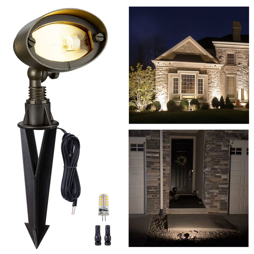 Gardenreet 12V Brass Landscape Flood Light & Wall Wash Light(Round), Low Voltage Wired Outdoor LED Flood Fixture for Wall,Tree and Buliding (2301) - Sweatfully