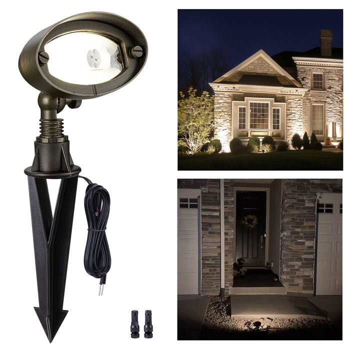 Gardenreet 12V Brass Landscape Flood Light & Wall Wash Light(Round), Low Voltage Wired Outdoor LED Flood Fixture for Wall,Tree and Buliding (2301) - Sweatfully
