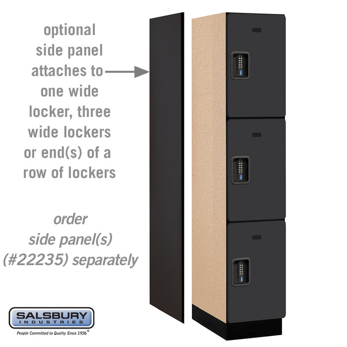 Salsbury 15" Wide Triple Tier Designer Wood Locker - 1 Wide - 6 Feet High - 21 Inches Deep - Black - Black Electronic Locks - Sweatfully