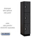 Salsbury 15" Wide Triple Tier Designer Wood Locker - 1 Wide - 6 Feet High - 21 Inches Deep - Black - Silver Resettable Combination Locks - Sweatfully