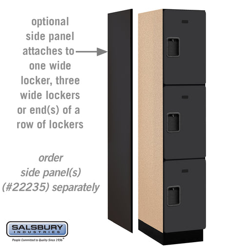 Salsbury 15" Wide Triple Tier Designer Wood Locker - 1 Wide - 6 Feet High - 21 Inches Deep - Black - Hasps - Sweatfully