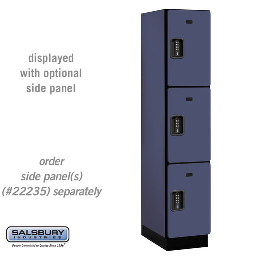 Salsbury 15" Wide Triple Tier Designer Wood Locker - 1 Wide - 6 Feet High - 21 Inches Deep - Blue - Black Electronic Locks - Sweatfully