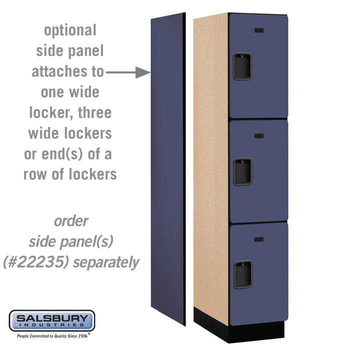 Salsbury 15" Wide Triple Tier Designer Wood Locker - 1 Wide - 6 Feet High - 21 Inches Deep - Blue - Hasps - Sweatfully