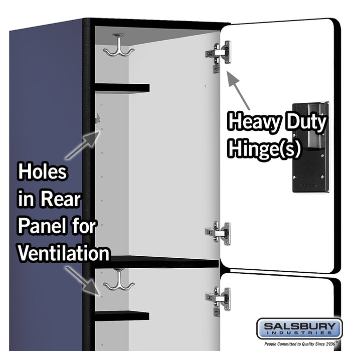 Salsbury 15" Wide Triple Tier Designer Wood Locker - 1 Wide - 6 Feet High - 21 Inches Deep - Blue - Hasps - Sweatfully