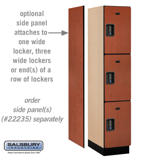Salsbury 15" Wide Triple Tier Designer Wood Locker - 1 Wide - 6 Feet High - 21 Inches Deep - Cherry - Black Electronic Locks - Sweatfully