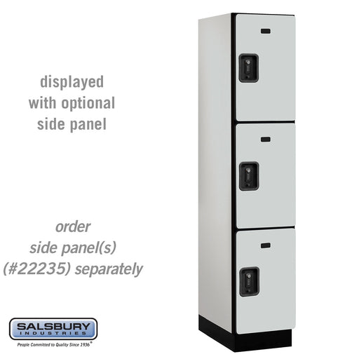 Salsbury 15" Wide Triple Tier Designer Wood Locker - 1 Wide - 6 Feet High - 21 Inches Deep - Gray - Black Resettable Combination Locks - Sweatfully