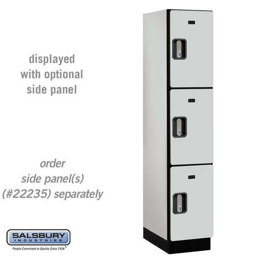 Salsbury 15" Wide Triple Tier Designer Wood Locker - 1 Wide - 6 Feet High - 21 Inches Deep - Gray - Silver Electronic Locks - Sweatfully