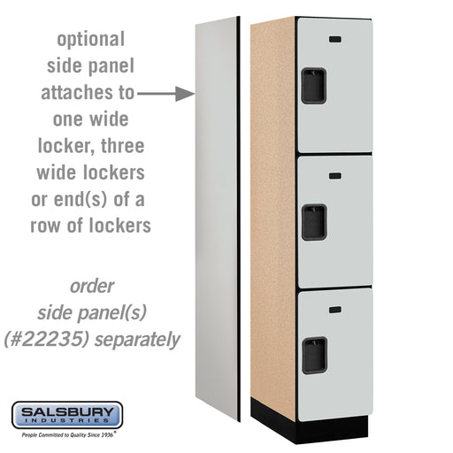 Salsbury 15" Wide Triple Tier Designer Wood Locker - 1 Wide - 6 Feet High - 21 Inches Deep - Gray - Hasps - Sweatfully