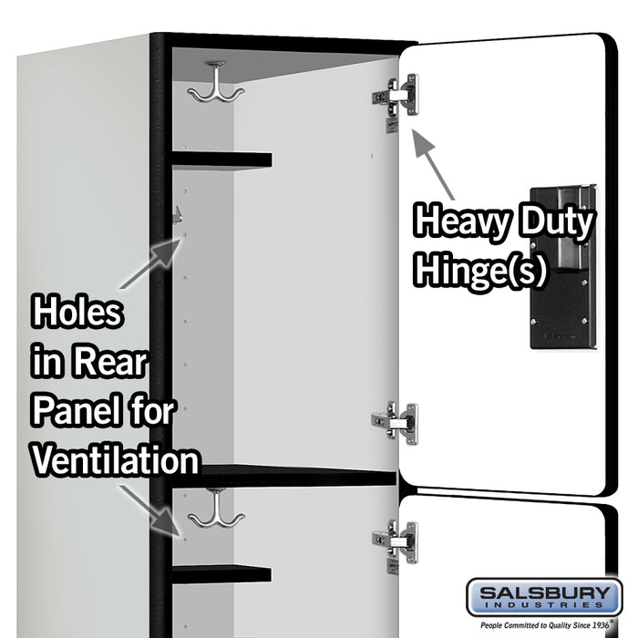 Salsbury 15" Wide Triple Tier Designer Wood Locker - 1 Wide - 6 Feet High - 21 Inches Deep - Gray - Hasps - Sweatfully