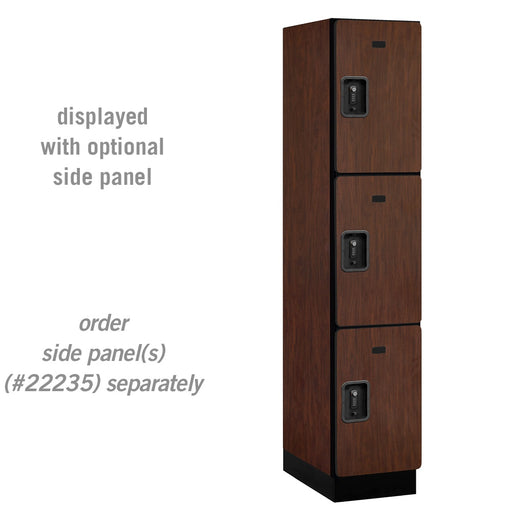 Salsbury 15" Wide Triple Tier Designer Wood Locker - 1 Wide - 6 Feet High - 21 Inches Deep - Mahogany - Black Resettable Combination Locks - Sweatfully