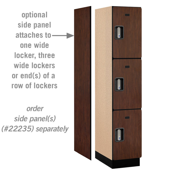 Salsbury 15" Wide Triple Tier Designer Wood Locker - 1 Wide - 6 Feet High - 21 Inches Deep - Mahogany - Silver Electronic Locks - Sweatfully