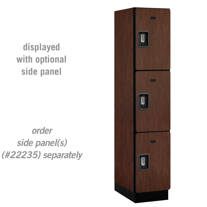 Salsbury 15" Wide Triple Tier Designer Wood Locker - 1 Wide - 6 Feet High - 21 Inches Deep - Mahogany - Silver Resettable Combination Locks - Sweatfully