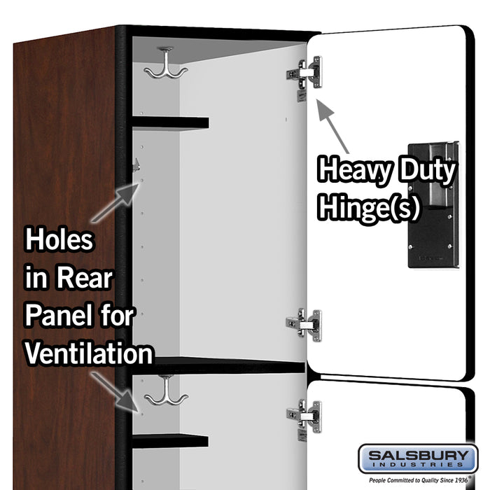 Salsbury 15" Wide Triple Tier Designer Wood Locker - 1 Wide - 6 Feet High - 21 Inches Deep - Mahogany - Hasps - Sweatfully