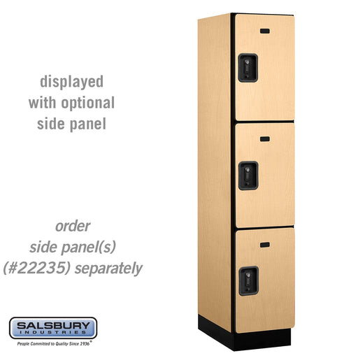 Salsbury 15" Wide Triple Tier Designer Wood Locker - 1 Wide - 6 Feet High - 21 Inches Deep - Maple - Black Resettable Combination Locks - Sweatfully