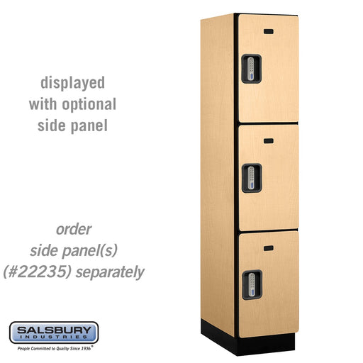Salsbury 15" Wide Triple Tier Designer Wood Locker - 1 Wide - 6 Feet High - 21 Inches Deep - Maple - Silver Electronic Locks - Sweatfully