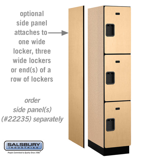 Salsbury 15" Wide Triple Tier Designer Wood Locker - 1 Wide - 6 Feet High - 21 Inches Deep - Maple - Hasps - Sweatfully