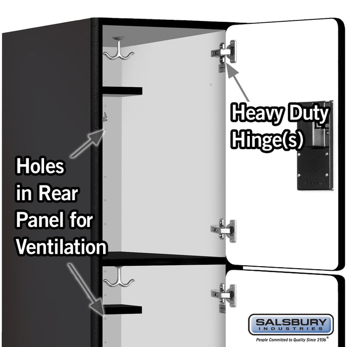 Salsbury 15" Wide Triple Tier Designer Wood Locker - 1 Wide - 6 Feet High - 24 Inches Deep - Black - Hasps - Sweatfully