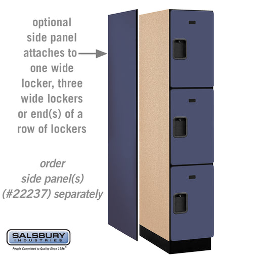 Salsbury 15" Wide Triple Tier Designer Wood Locker - 1 Wide - 6 Feet High - 24 Inches Deep - Blue - Hasps - Sweatfully