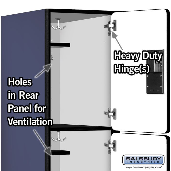 Salsbury 15" Wide Triple Tier Designer Wood Locker - 1 Wide - 6 Feet High - 24 Inches Deep - Blue - Hasps - Sweatfully
