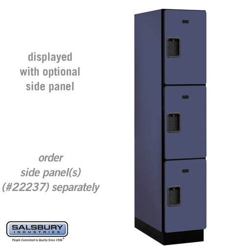 Salsbury 15" Wide Triple Tier Designer Wood Locker - 1 Wide - 6 Feet High - 24 Inches Deep - Blue - Hasps - Sweatfully