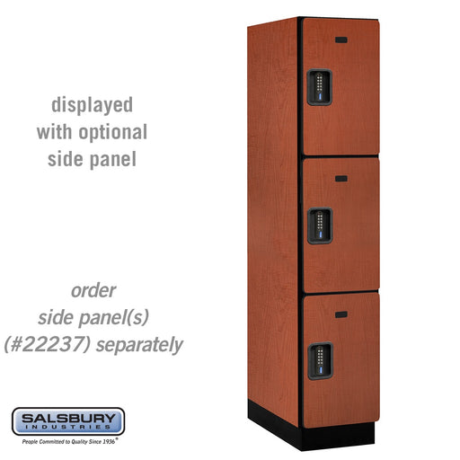 Salsbury 15" Wide Triple Tier Designer Wood Locker - 1 Wide - 6 Feet High - 24 Inches Deep - Cherry - Black Electronic Locks - Sweatfully