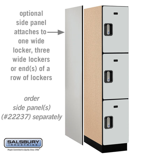 Salsbury 15" Wide Triple Tier Designer Wood Locker - 1 Wide - 6 Feet High - 24 Inches Deep - Gray - Silver Electronic Locks - Sweatfully