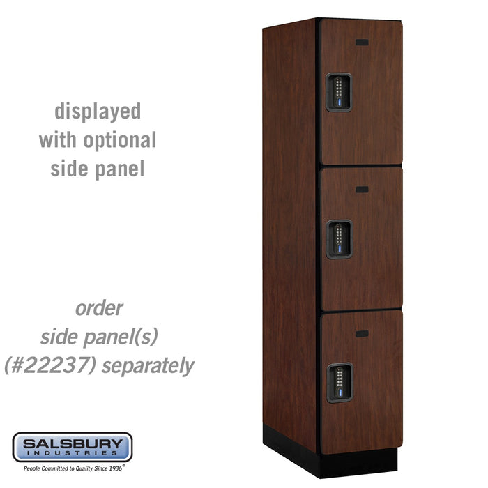 Salsbury 15" Wide Triple Tier Designer Wood Locker - 1 Wide - 6 Feet High - 24 Inches Deep - Mahogany - Black Electronic Locks - Sweatfully