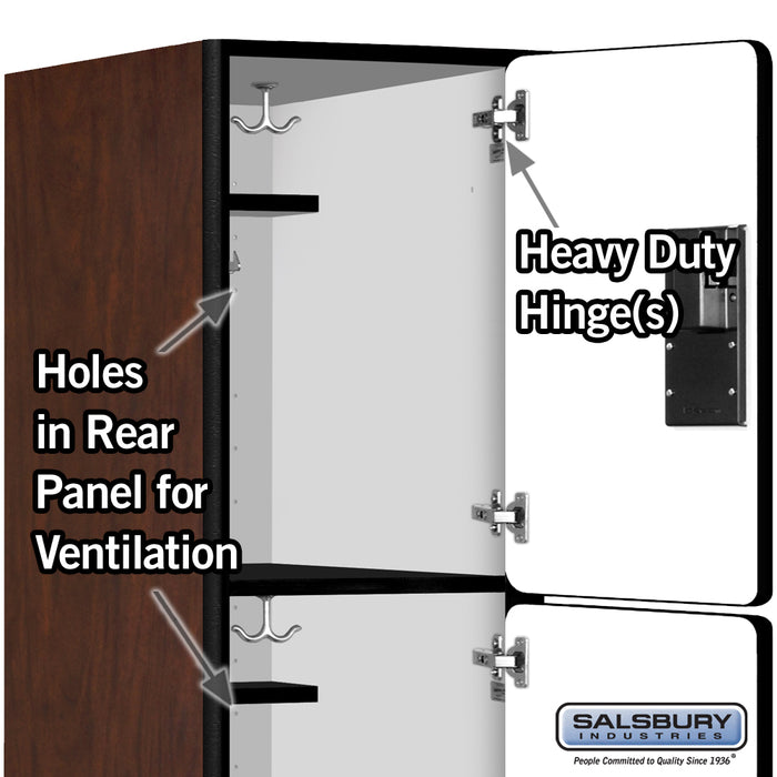 Salsbury 15" Wide Triple Tier Designer Wood Locker - 1 Wide - 6 Feet High - 24 Inches Deep - Mahogany - Hasps - Sweatfully