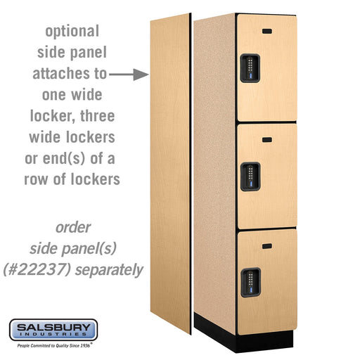 Salsbury 15" Wide Triple Tier Designer Wood Locker - 1 Wide - 6 Feet High - 24 Inches Deep - Maple - Black Electronic Locks - Sweatfully
