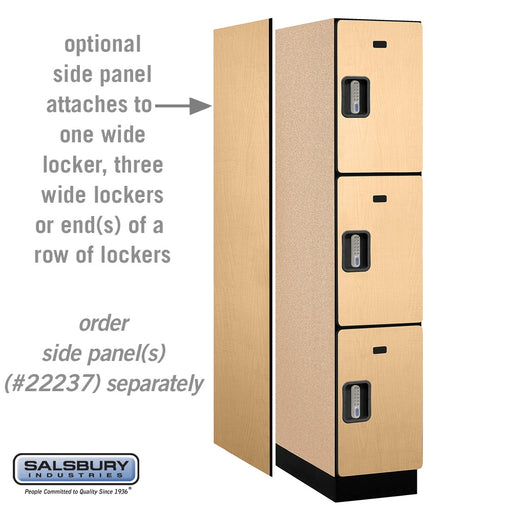 Salsbury 15" Wide Triple Tier Designer Wood Locker - 1 Wide - 6 Feet High - 24 Inches Deep - Maple - Silver Electronic Locks - Sweatfully