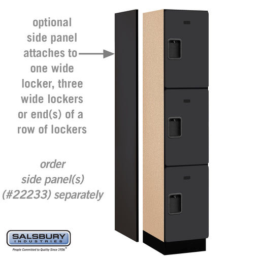Salsbury 15" Wide Triple Tier Designer Wood Locker - 1 Wide - 6 Feet High - 18 Inches Deep - Black - Hasps - Sweatfully