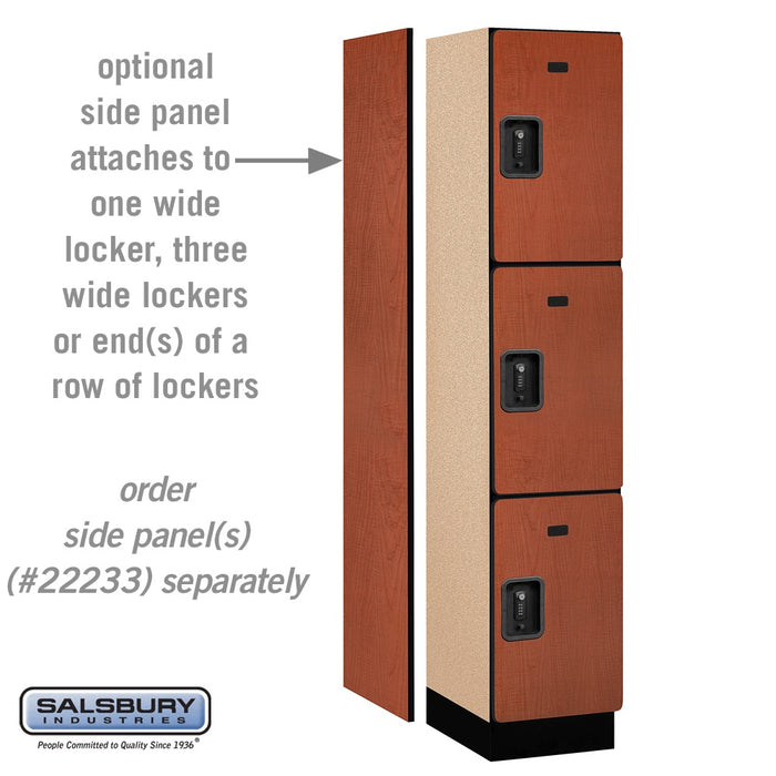 Salsbury 15" Wide Triple Tier Designer Wood Locker - 1 Wide - 6 Feet High - 18 Inches Deep - Cherry - Black Resettable Combination Locks - Sweatfully