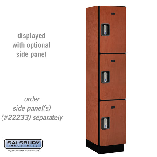 Salsbury 15" Wide Triple Tier Designer Wood Locker - 1 Wide - 6 Feet High - 18 Inches Deep - Cherry - Silver Electronic Locks - Sweatfully