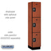 Salsbury 15" Wide Triple Tier Designer Wood Locker - 1 Wide - 6 Feet High - 18 Inches Deep - Cherry - Silver Resettable Combination Locks - Sweatfully
