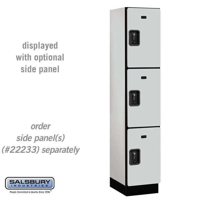 Salsbury 15" Wide Triple Tier Designer Wood Locker - 1 Wide - 6 Feet High - 18 Inches Deep - Gray - Black Resettable Combination Locks - Sweatfully