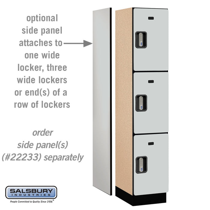 Salsbury 15" Wide Triple Tier Designer Wood Locker - 1 Wide - 6 Feet High - 18 Inches Deep - Gray - Silver Electronic Locks - Sweatfully