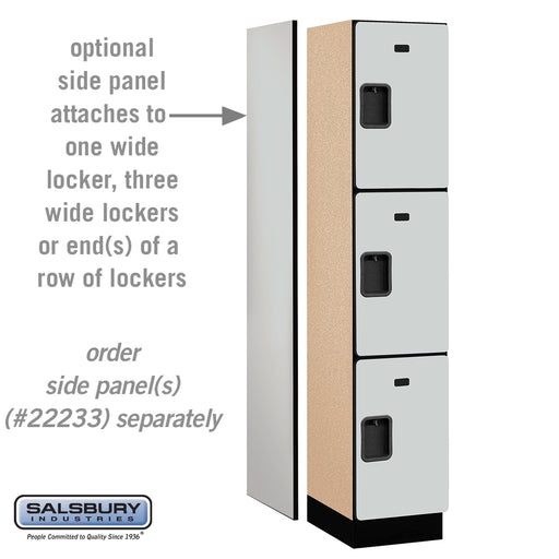 Salsbury 15" Wide Triple Tier Designer Wood Locker - 1 Wide - 6 Feet High - 18 Inches Deep - Gray - Hasps - Sweatfully