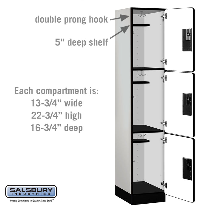 Salsbury 15" Wide Triple Tier Designer Wood Locker - 1 Wide - 6 Feet High - 18 Inches Deep - Gray - Hasps - Sweatfully
