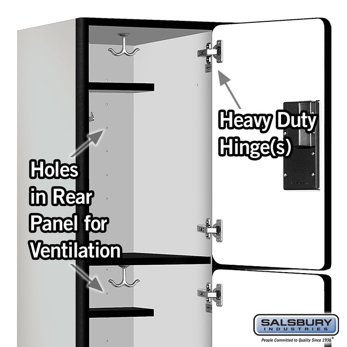 Salsbury 15" Wide Triple Tier Designer Wood Locker - 1 Wide - 6 Feet High - 18 Inches Deep - Gray - Hasps - Sweatfully
