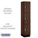Salsbury 15" Wide Triple Tier Designer Wood Locker - 1 Wide - 6 Feet High - 18 Inches Deep - Mahogany - Silver Electronic Locks - Sweatfully