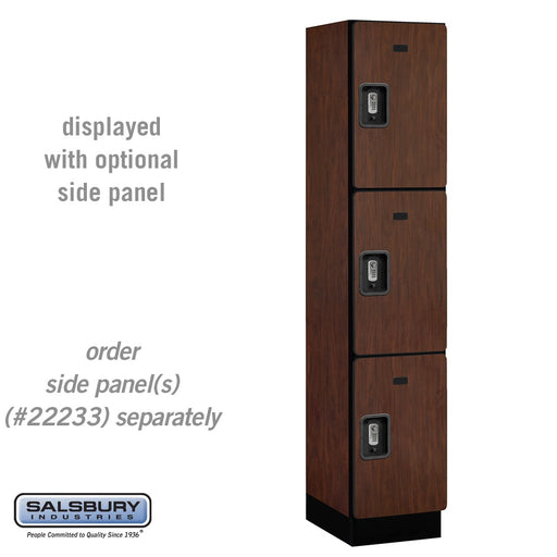 Salsbury 15" Wide Triple Tier Designer Wood Locker - 1 Wide - 6 Feet High - 18 Inches Deep - Mahogany - Silver Resettable Combination Locks - Sweatfully