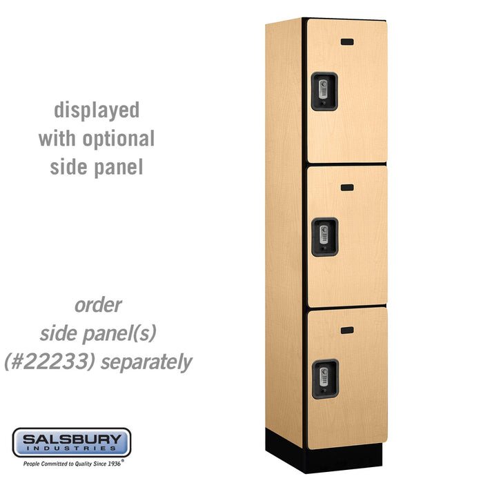 Salsbury 15" Wide Triple Tier Designer Wood Locker - 1 Wide - 6 Feet High - 18 Inches Deep - Maple - Silver Resettable Combination Locks - Sweatfully