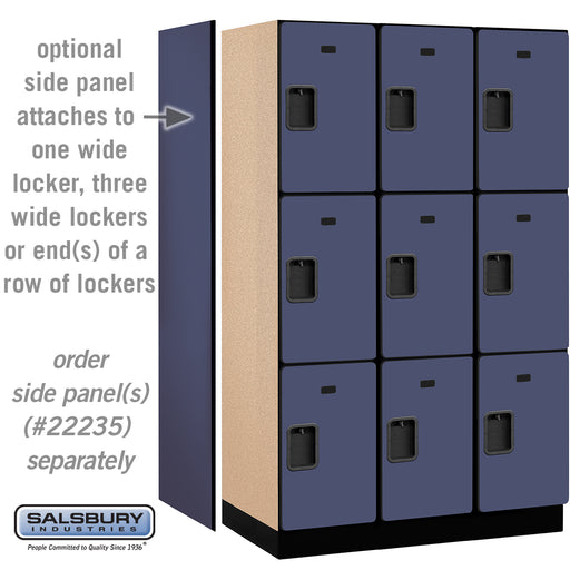 Salsbury 15" Wide Triple Tier Designer Wood Locker - 3 Wide - 6 Feet High - 21 Inches Deep - Blue - Hasps - Sweatfully