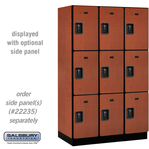 Salsbury 15" Wide Triple Tier Designer Wood Locker - 3 Wide - 6 Feet High - 21 Inches Deep - Cherry - Black Resettable Combination Locks - Sweatfully