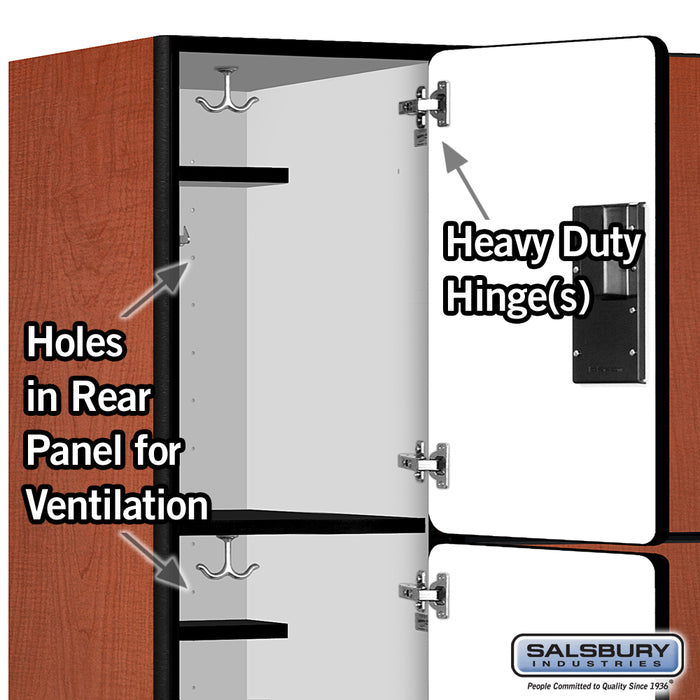 Salsbury 15" Wide Triple Tier Designer Wood Locker - 3 Wide - 6 Feet High - 21 Inches Deep - Cherry - Hasps - Sweatfully