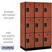 Salsbury 15" Wide Triple Tier Designer Wood Locker - 3 Wide - 6 Feet High - 21 Inches Deep - Cherry - Hasps - Sweatfully