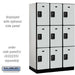 Salsbury 15" Wide Triple Tier Designer Wood Locker - 3 Wide - 6 Feet High - 21 Inches Deep - Gray - Black Resettable Combination Locks - Sweatfully