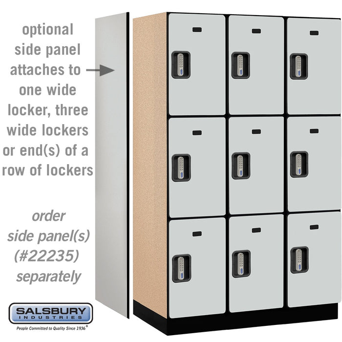 Salsbury 15" Wide Triple Tier Designer Wood Locker - 3 Wide - 6 Feet High - 21 Inches Deep - Gray - Silver Electronic Locks - Sweatfully
