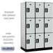 Salsbury 15" Wide Triple Tier Designer Wood Locker - 3 Wide - 6 Feet High - 21 Inches Deep - Gray - Silver Electronic Locks - Sweatfully