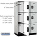 Salsbury 15" Wide Triple Tier Designer Wood Locker - 3 Wide - 6 Feet High - 21 Inches Deep - Gray - Silver Resettable Combination Locks - Sweatfully